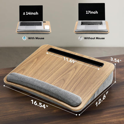 Laptop Lap Desk with Cushion, Fit up to 15.6" Laptops, Woodgrain