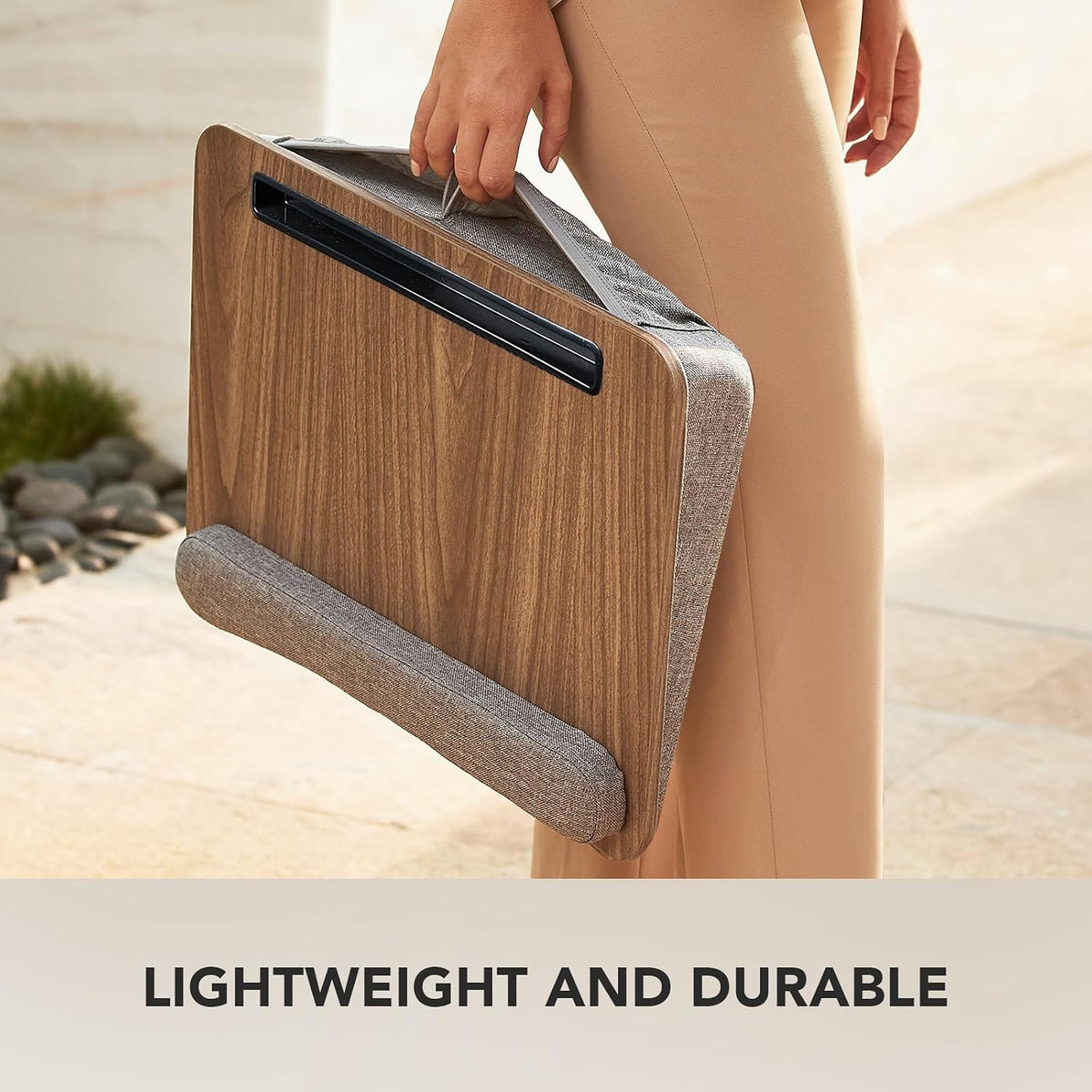 Laptop Lap Desk with Cushion, Fit up to 15.6" Laptops, Woodgrain