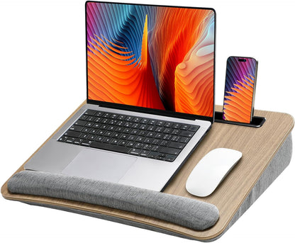 Laptop Lap Desk with Cushion, Fit up to 15.6" Laptops, Woodgrain