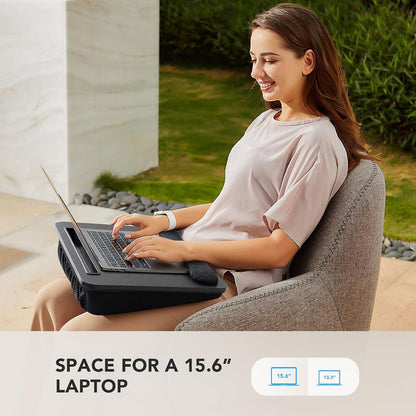 Laptop Lap Desk with Cushion, Fit up to 15.6" Laptops, Woodgrain