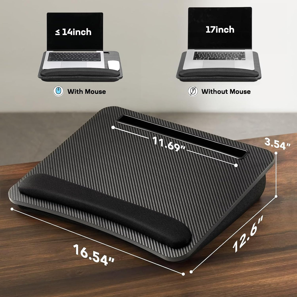 Laptop Lap Desk with Cushion, Fit up to 15.6" Laptops, Woodgrain