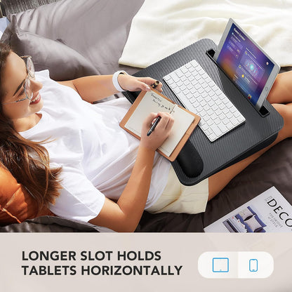 Laptop Lap Desk with Cushion, Fit up to 15.6" Laptops, Woodgrain