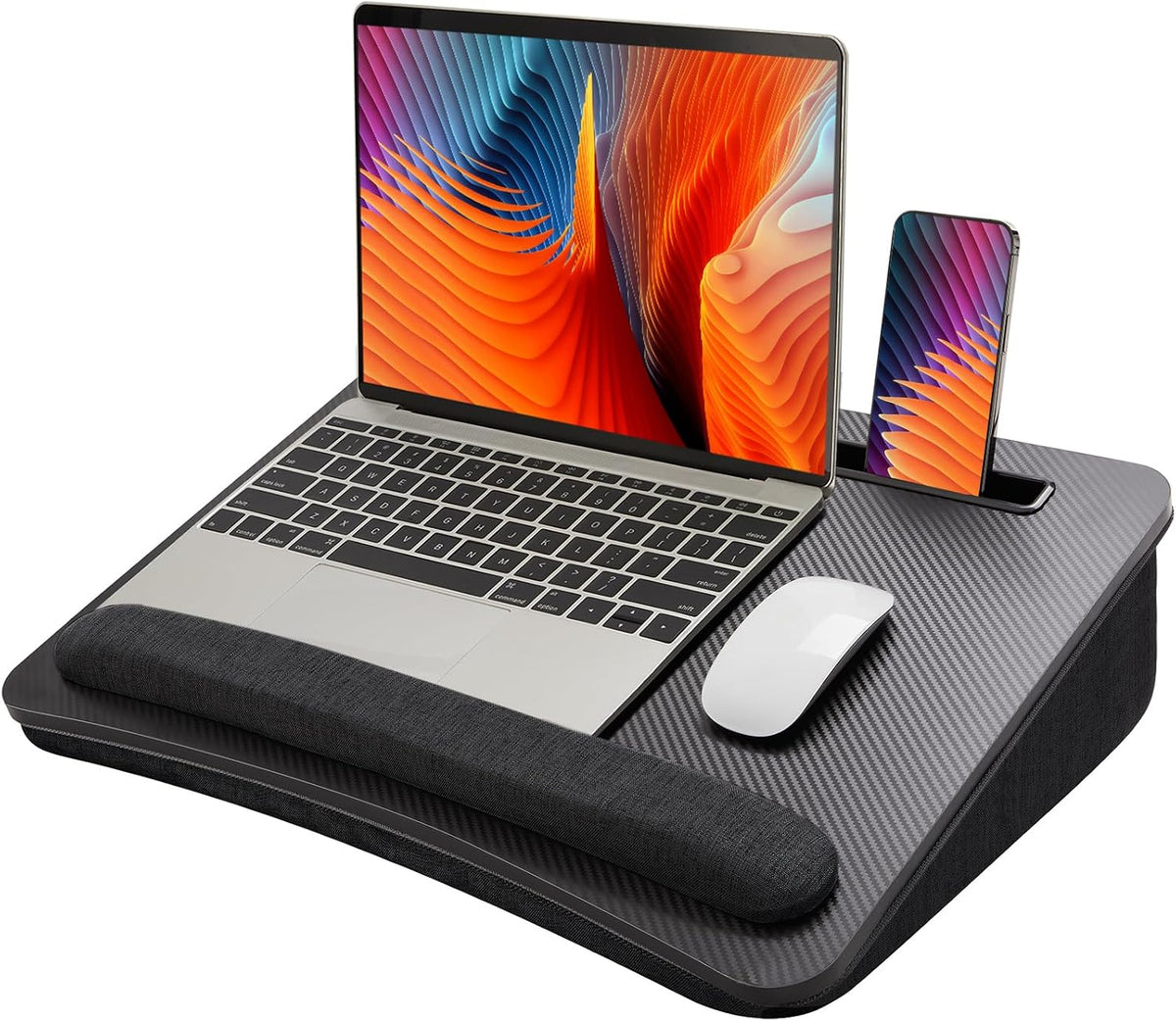 Laptop Lap Desk with Cushion, Fit up to 15.6" Laptops, Woodgrain