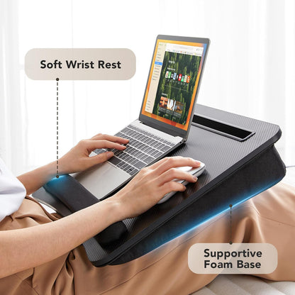 Laptop Lap Desk with Cushion, Fit up to 15.6" Laptops, Woodgrain