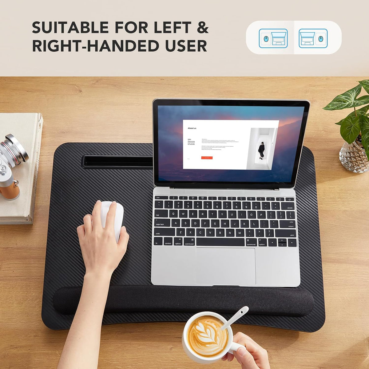 Laptop Lap Desk with Cushion, Fit up to 15.6" Laptops, Woodgrain