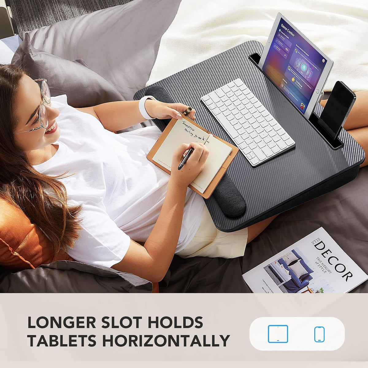 Laptop Lap Desk with Cushion, Fit up to 15.6" Laptops, Woodgrain