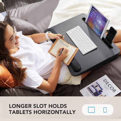 Laptop Lap Desk with Cushion, Fit up to 15.6" Laptops, Woodgrain