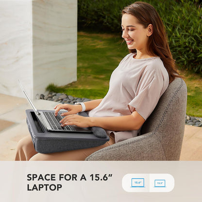 Laptop Lap Desk with Cushion, Fit up to 15.6" Laptops, Woodgrain