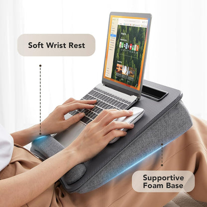 Laptop Lap Desk with Cushion, Fit up to 15.6" Laptops, Woodgrain