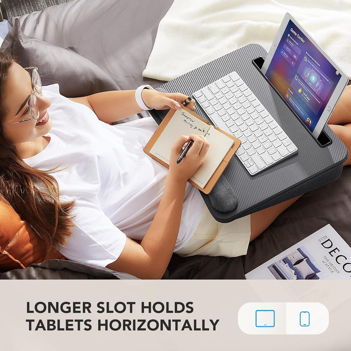 Laptop Lap Desk with Cushion, Fit up to 15.6" Laptops, Woodgrain