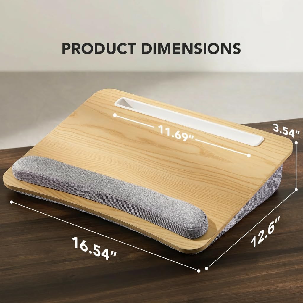 Laptop Lap Desk with Cushion, Fit up to 15.6" Laptops, Woodgrain