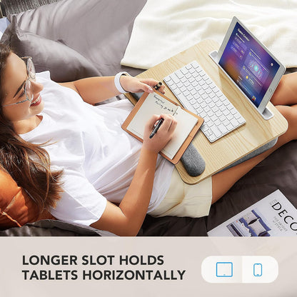 Laptop Lap Desk with Cushion, Fit up to 15.6" Laptops, Woodgrain