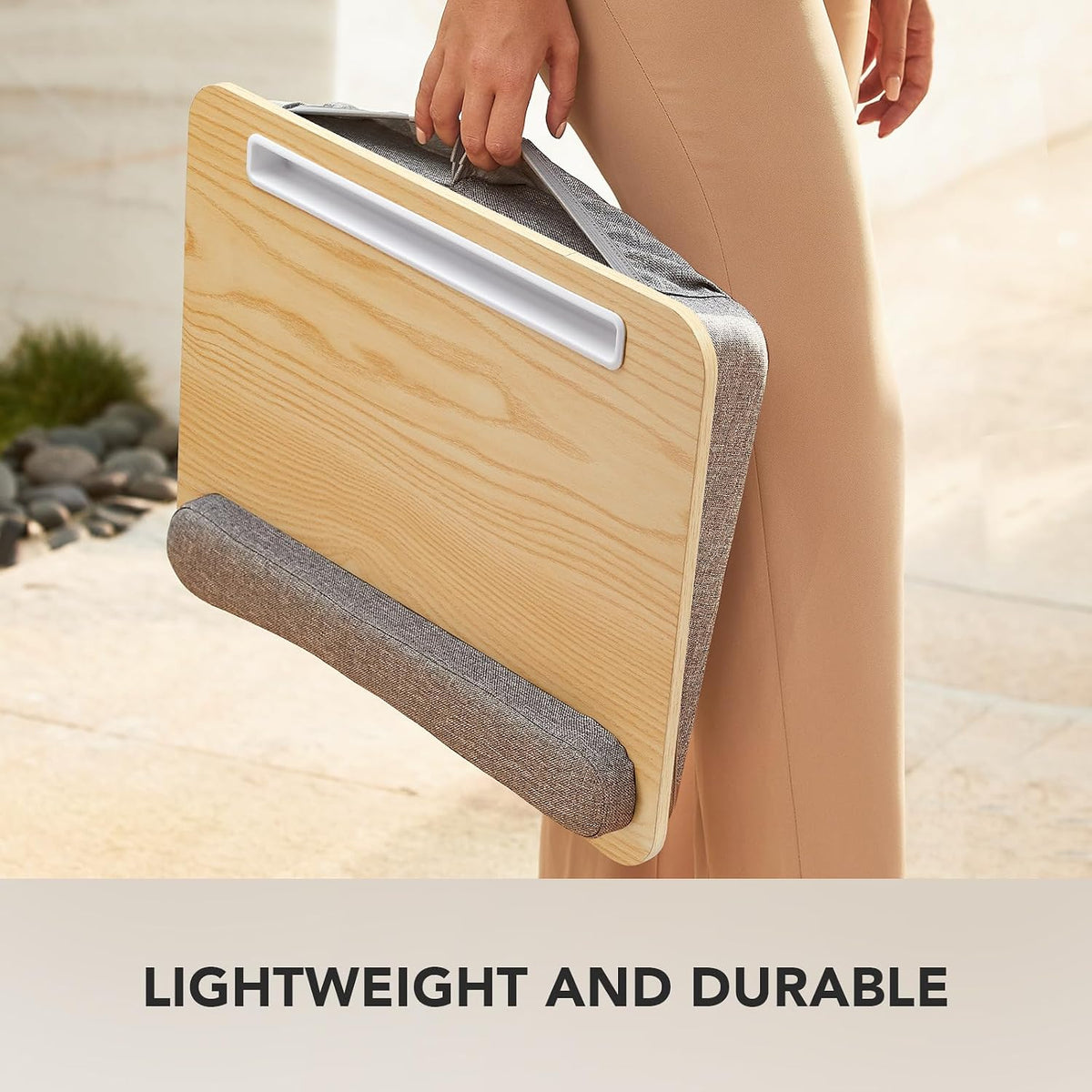 Laptop Lap Desk with Cushion, Fit up to 15.6" Laptops, Woodgrain