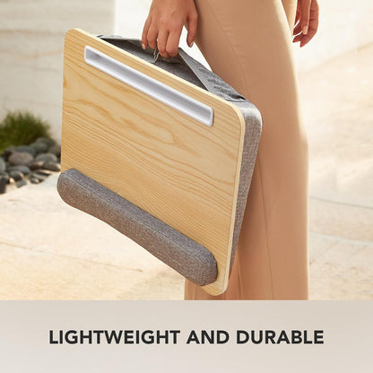 Laptop Lap Desk with Cushion, Fit up to 15.6" Laptops, Woodgrain