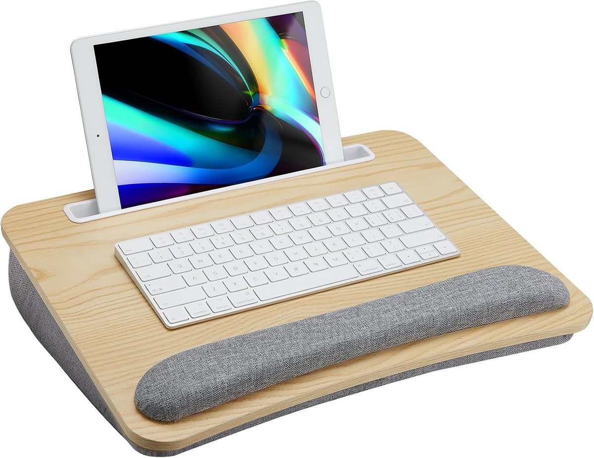 Laptop Lap Desk with Cushion, Fit up to 15.6" Laptops, Woodgrain