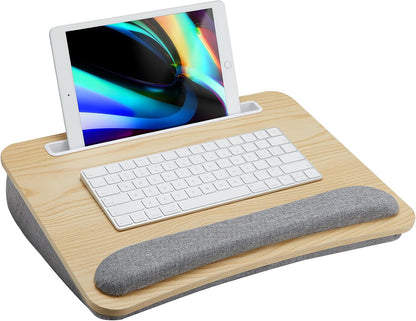 Laptop Lap Desk with Cushion, Fit up to 15.6" Laptops, Woodgrain