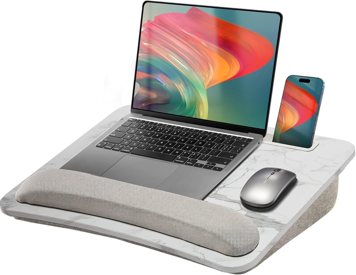 Laptop Lap Desk with Cushion, Fit up to 15.6" Laptops, Woodgrain