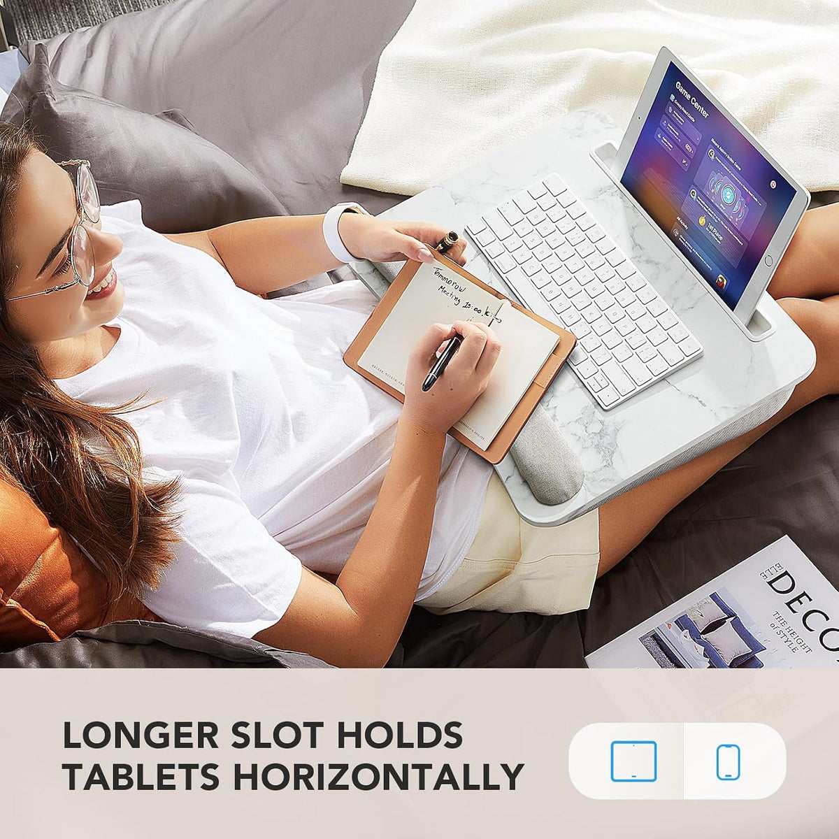 Laptop Lap Desk with Cushion, Fit up to 15.6" Laptops, Woodgrain