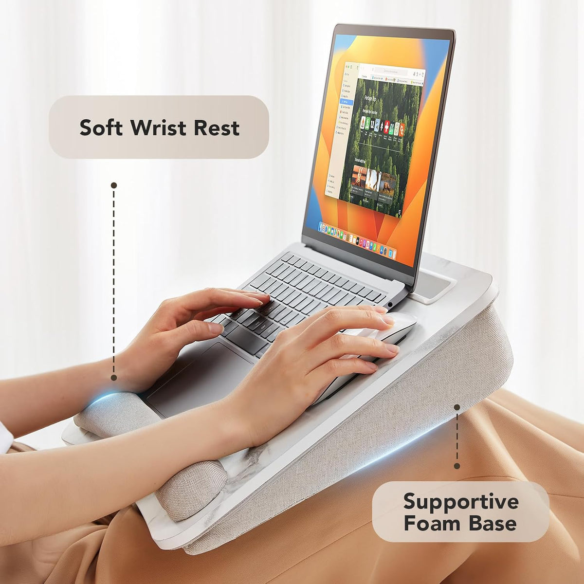 Laptop Lap Desk with Cushion, Fit up to 15.6" Laptops, Woodgrain