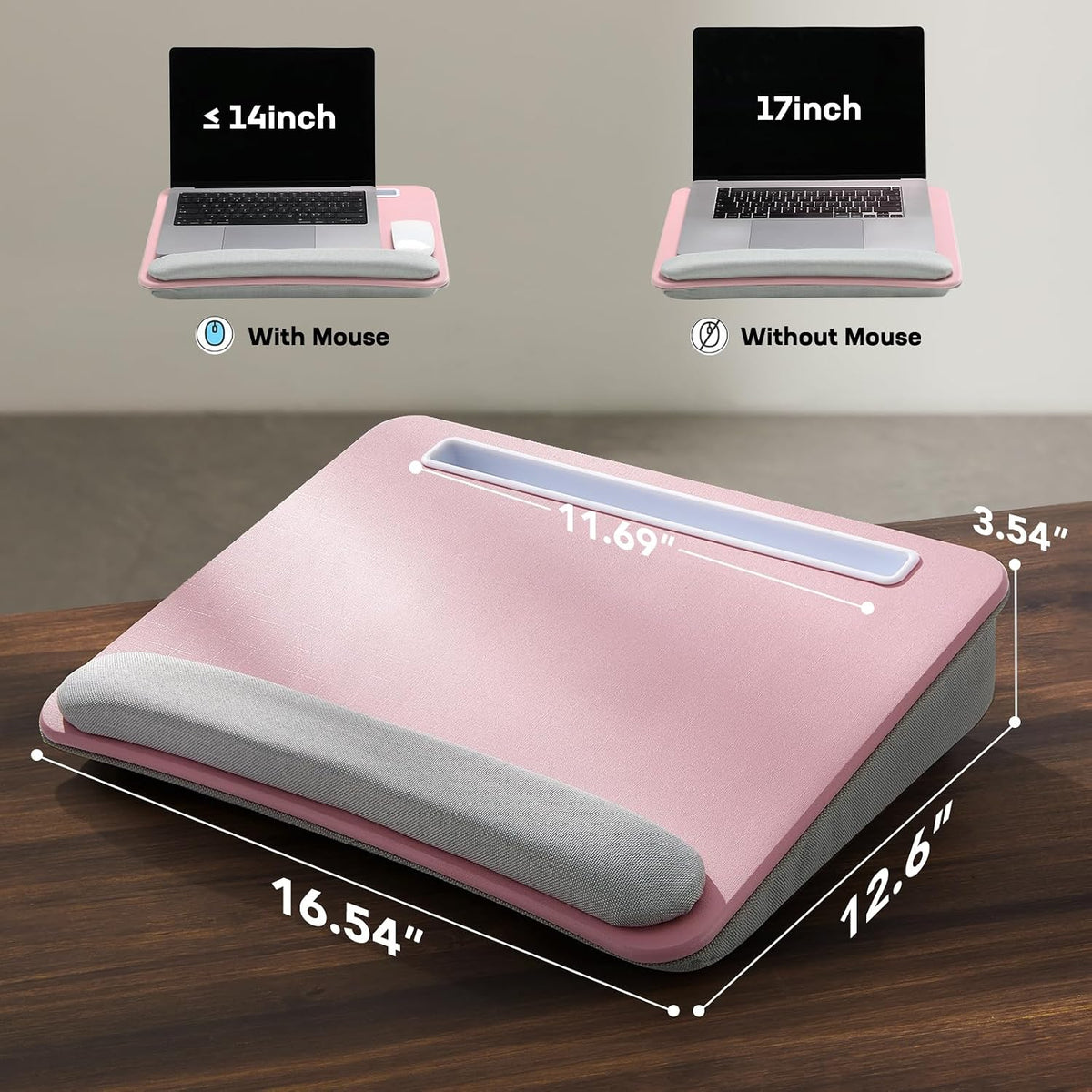 Laptop Lap Desk with Cushion, Fit up to 15.6" Laptops, Woodgrain