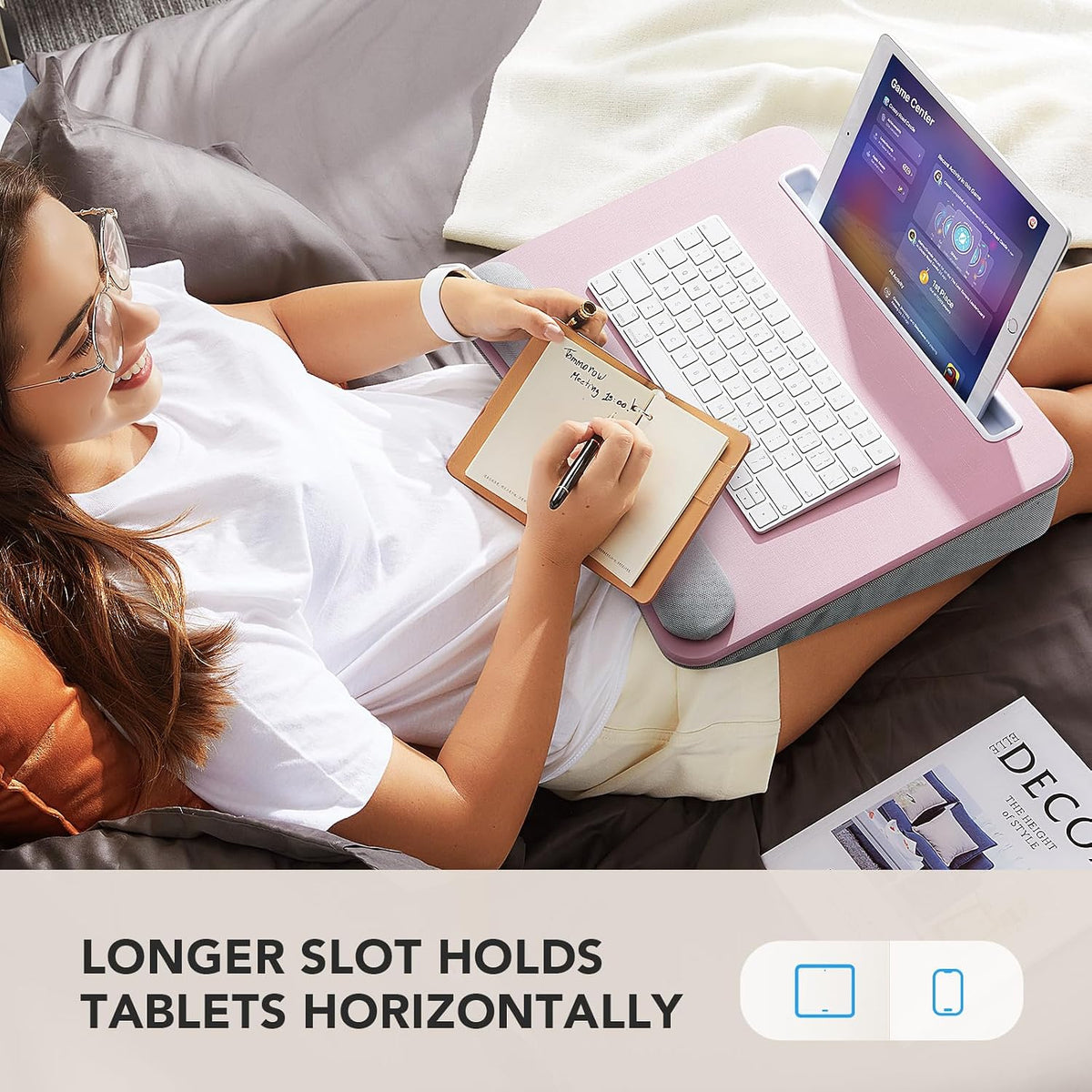 Laptop Lap Desk with Cushion, Fit up to 15.6" Laptops, Woodgrain