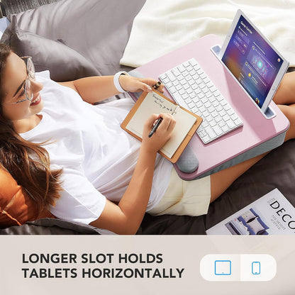 Laptop Lap Desk with Cushion, Fit up to 15.6" Laptops, Woodgrain