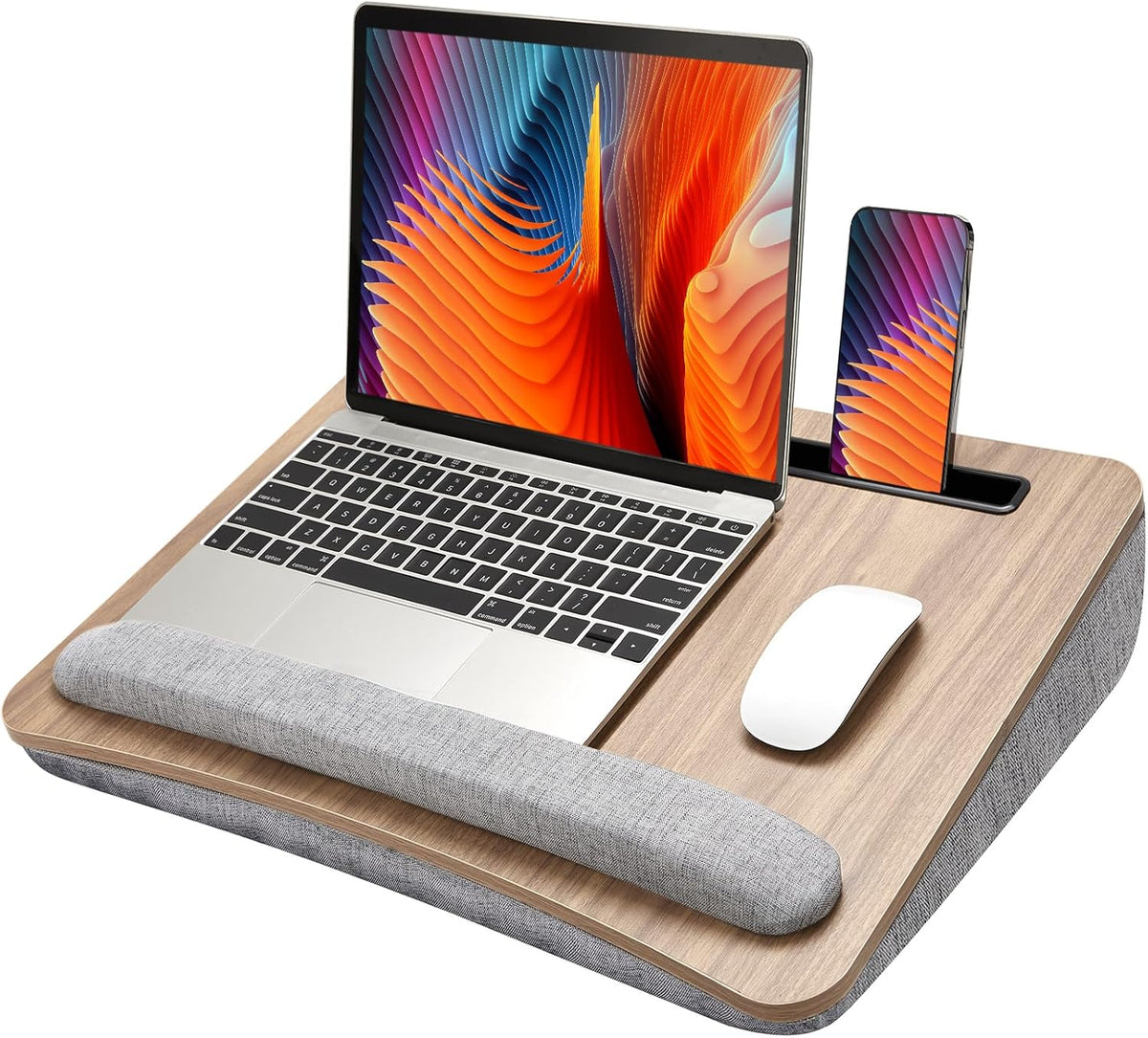 Laptop Lap Desk with Cushion, Fit up to 15.6" Laptops, Woodgrain