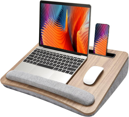 Laptop Lap Desk with Cushion, Fit up to 15.6" Laptops, Woodgrain