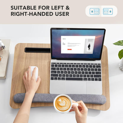 Laptop Lap Desk with Cushion, Fit up to 15.6" Laptops, Woodgrain