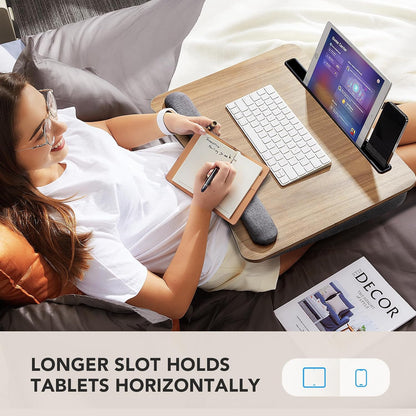 Laptop Lap Desk with Cushion, Fit up to 15.6" Laptops, Woodgrain