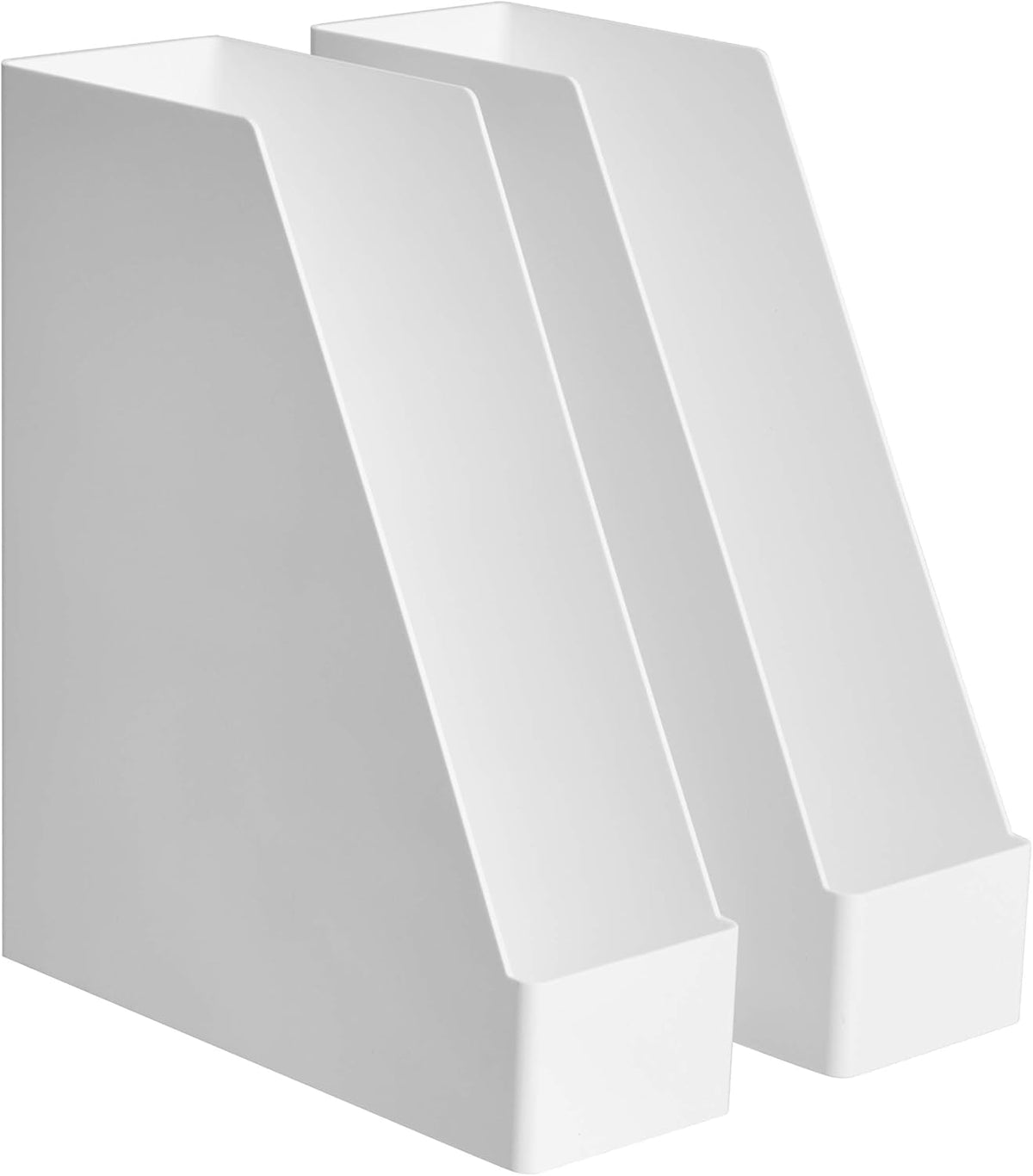 Rectangular Plastic Desk Organizer, Magazine Rack, White, 2-Pack Temp