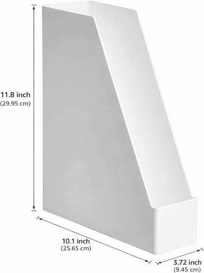Rectangular Plastic Desk Organizer, Magazine Rack, White, 2-Pack Temp