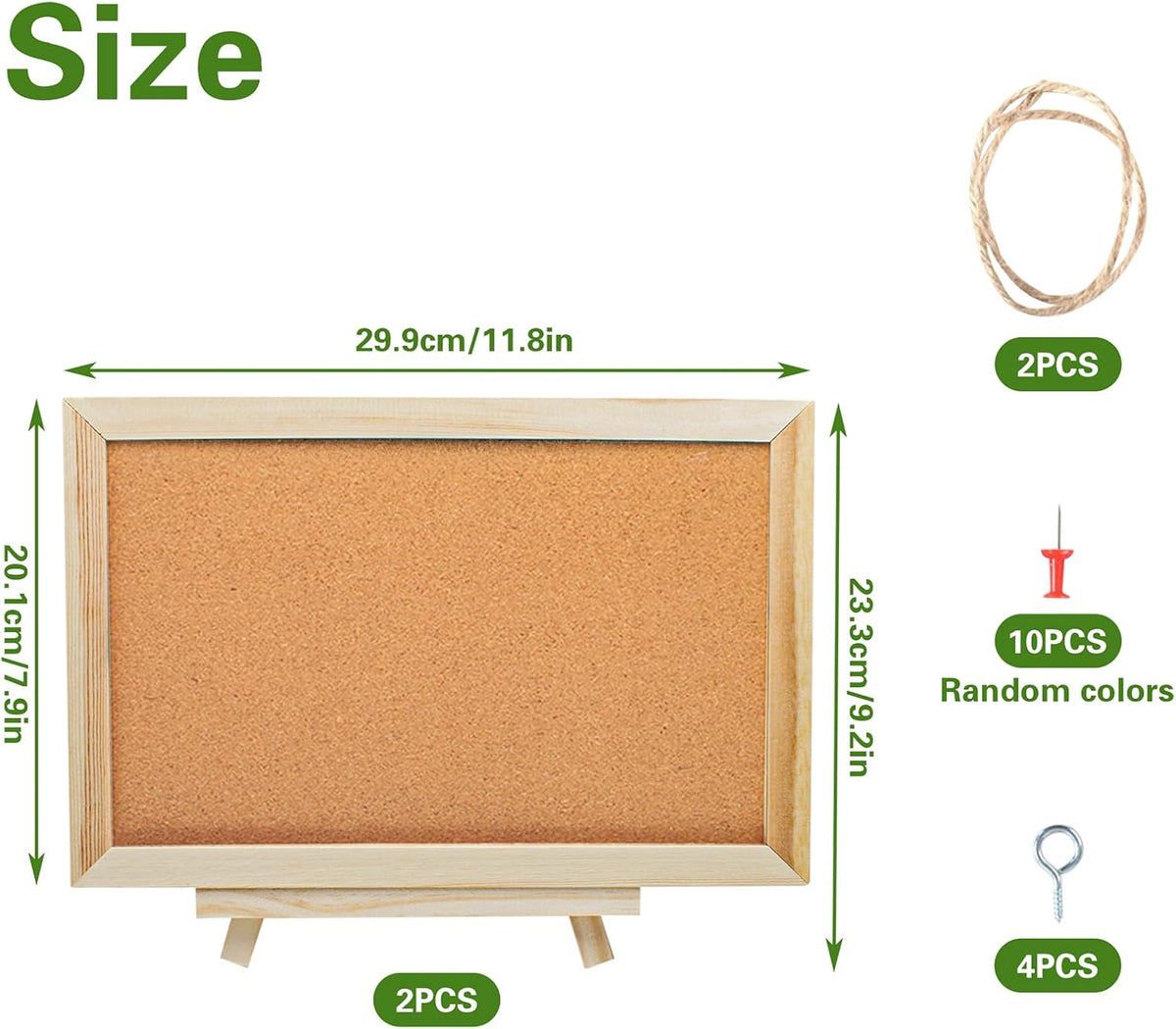 2 Set Double-Sided Cork Bulletin Board with Wooden Easel Base