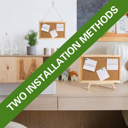 2 Set Double-Sided Cork Bulletin Board with Wooden Easel Base
