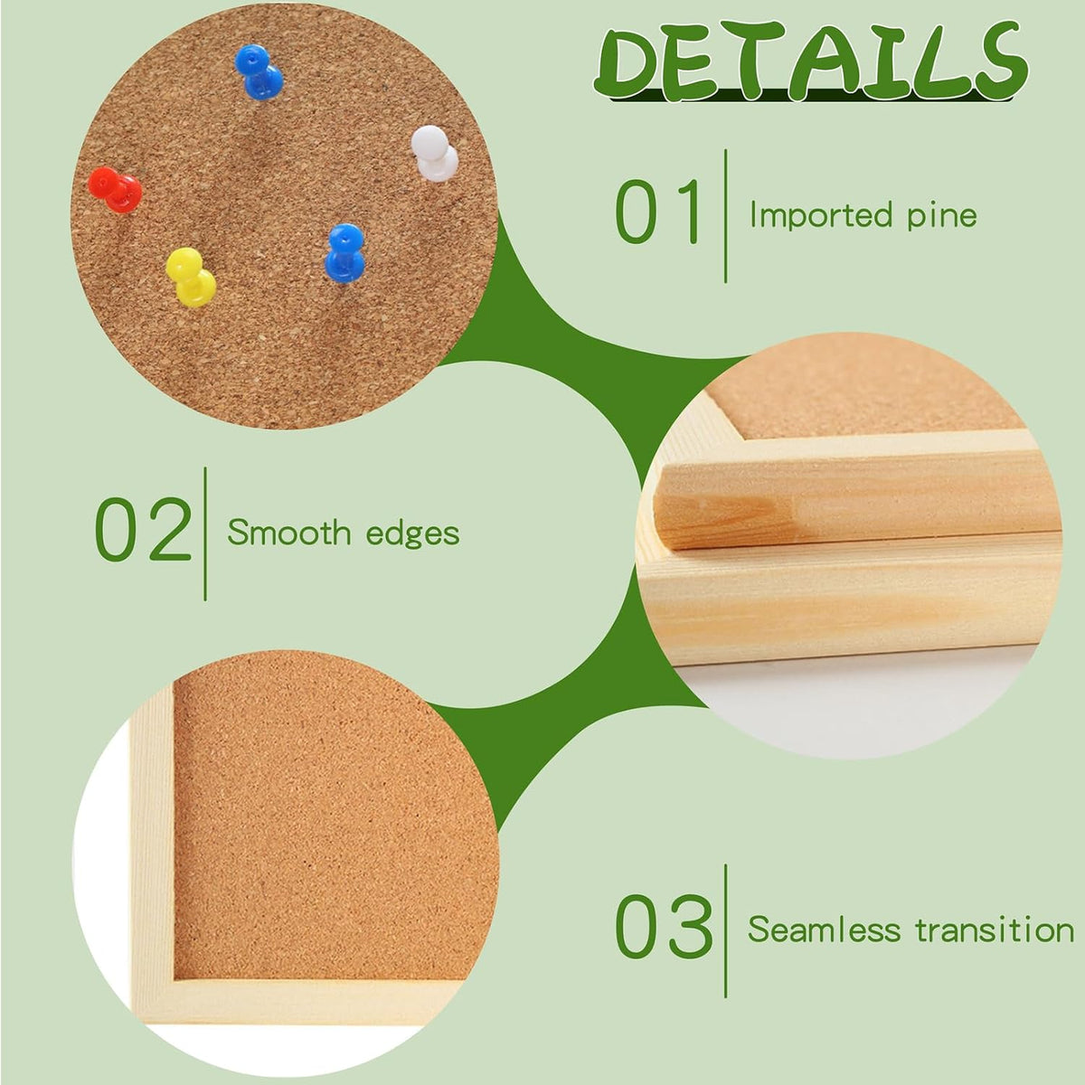 2 Set Double-Sided Cork Bulletin Board with Wooden Easel Base