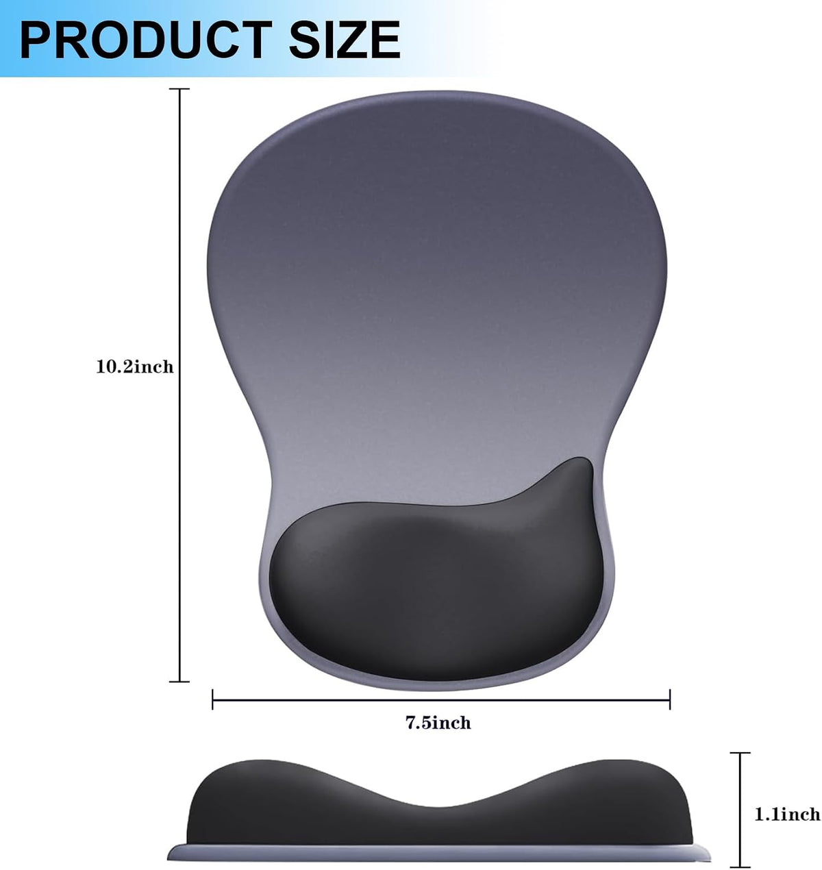 Ergonomic Mouse Pad with Gel Wrist Support, Comfortable Wrist Rest Mousepad with Non-Slip PU Base for Pain Relief, Desk, Home & Office(Midnight)