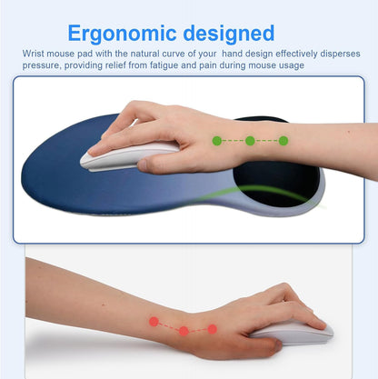 Ergonomic Mouse Pad with Gel Wrist Support, Comfortable Wrist Rest Mousepad with Non-Slip PU Base for Pain Relief, Desk, Home & Office(Midnight)