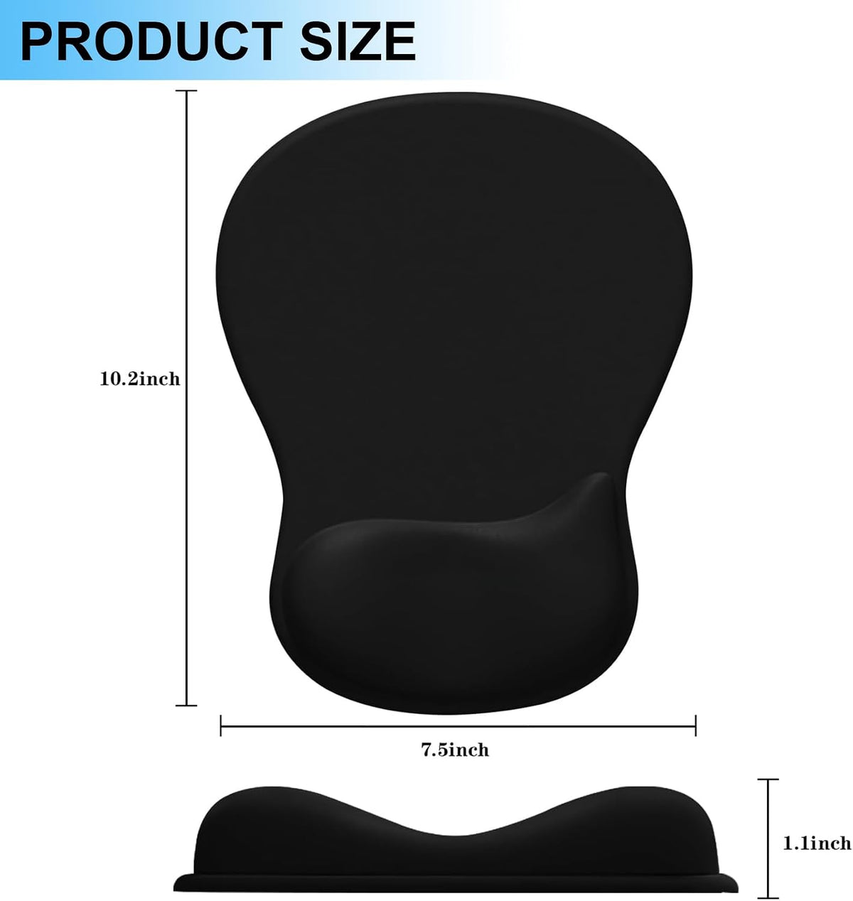 Ergonomic Mouse Pad with Gel Wrist Support, Comfortable Wrist Rest Mousepad with Non-Slip PU Base for Pain Relief, Desk, Home & Office(Midnight)