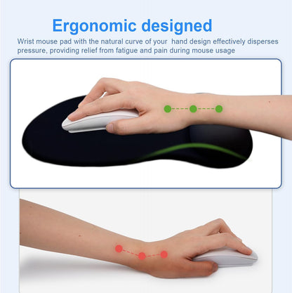Ergonomic Mouse Pad with Gel Wrist Support, Comfortable Wrist Rest Mousepad with Non-Slip PU Base for Pain Relief, Desk, Home & Office(Midnight)