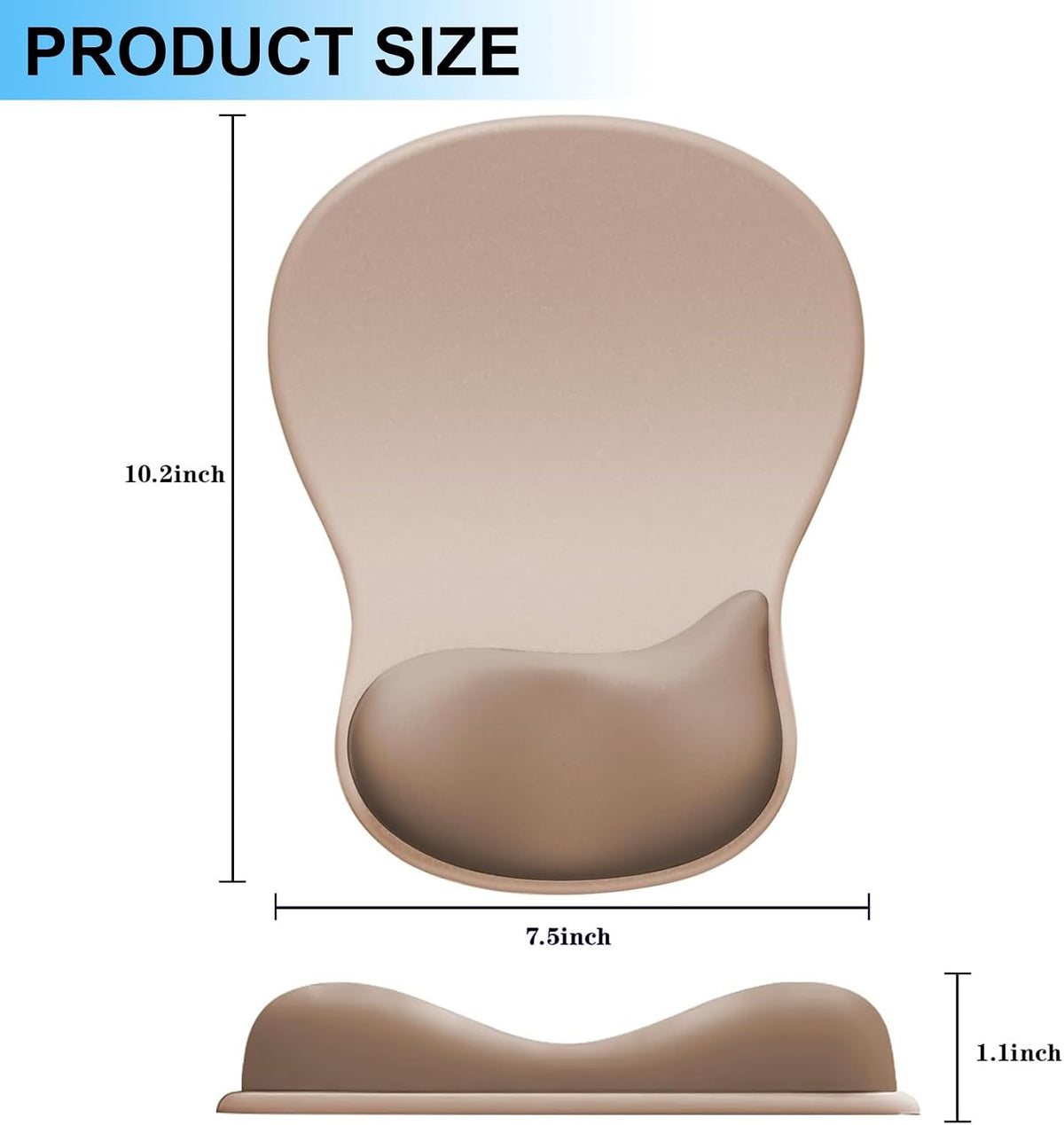 Ergonomic Mouse Pad with Gel Wrist Support, Comfortable Wrist Rest Mousepad with Non-Slip PU Base for Pain Relief, Desk, Home & Office(Midnight)
