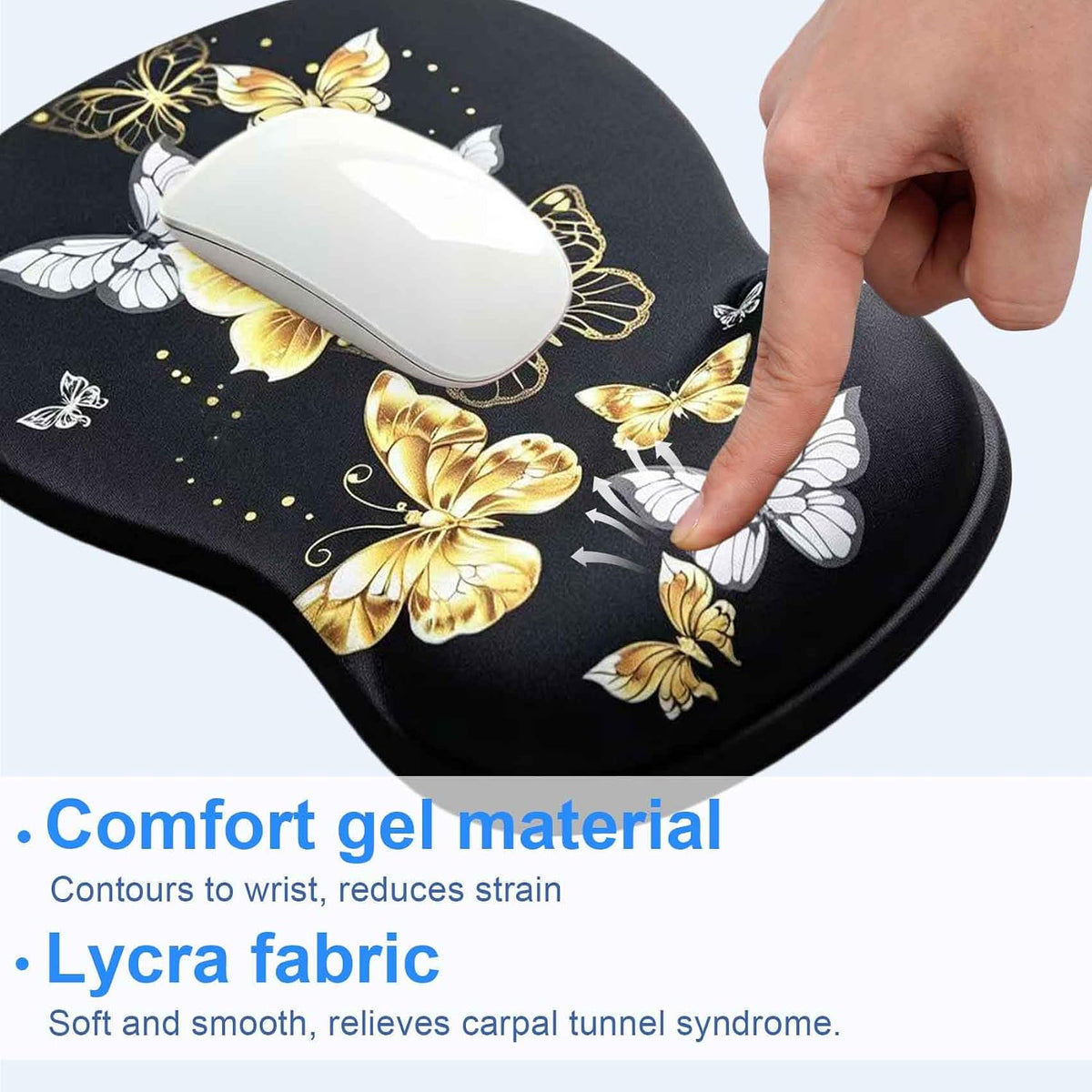 Ergonomic Mouse Pad with Gel Wrist Support, Comfortable Wrist Rest Mousepad with Non-Slip PU Base for Pain Relief, Desk, Home & Office(Midnight)