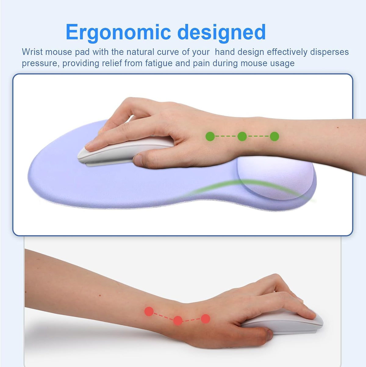 Ergonomic Mouse Pad with Gel Wrist Support, Comfortable Wrist Rest Mousepad with Non-Slip PU Base for Pain Relief, Desk, Home & Office(Midnight)