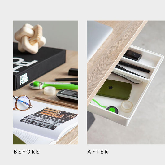 Under Desk Drawer, Slide out Hidden Desk Drawers Organizer, Self-adhesive drawer for office/classroom/home 13.3'' x 10.02'' x 2.8’’ (White)
