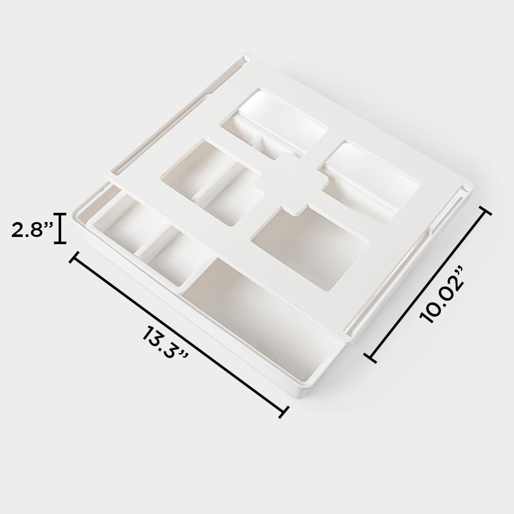 Under Desk Drawer, Slide out Hidden Desk Drawers Organizer, Self-adhesive drawer for office/classroom/home 13.3'' x 10.02'' x 2.8’’ (White)