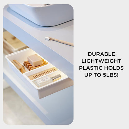 Under Desk Drawer, Slide out Hidden Desk Drawers Organizer, Self-adhesive drawer for office/classroom/home 13.3'' x 10.02'' x 2.8’’ (White)