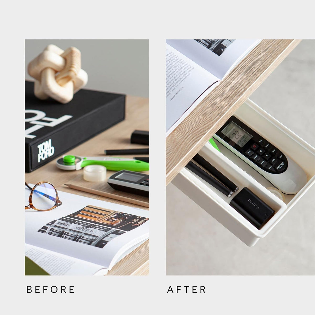 Under Desk Drawer, Slide out Hidden Desk Drawers Organizer, Self-adhesive drawer for office/classroom/home 13.3'' x 10.02'' x 2.8’’ (White)