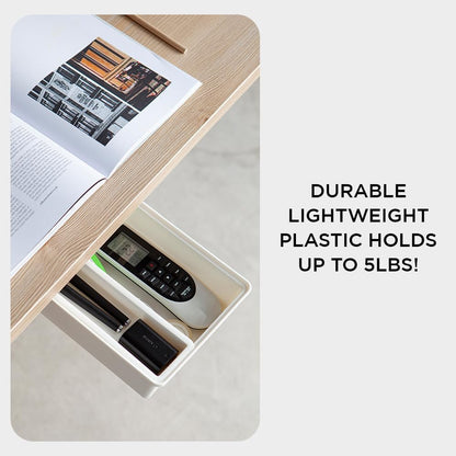 Under Desk Drawer, Slide out Hidden Desk Drawers Organizer, Self-adhesive drawer for office/classroom/home 13.3'' x 10.02'' x 2.8’’ (White)