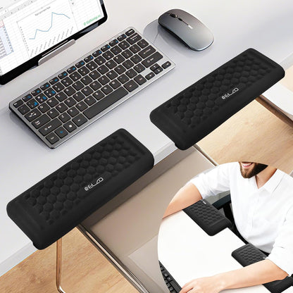 Desk Elbow Pads (2-Pack) L-Shaped Rest for Desk, Ergonomic Arm Rest Support, Memory Foam Desk Edge Cushion for Palm, Wrist & Forearm, Prevents Elbow & Wrist Strain
