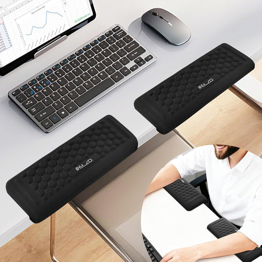 Desk Elbow Pads (2-Pack) L-Shaped Rest for Desk, Ergonomic Arm Rest Support, Memory Foam Desk Edge Cushion for Palm, Wrist & Forearm, Prevents Elbow & Wrist Strain