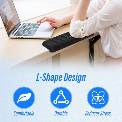 Desk Elbow Pads (2-Pack) L-Shaped Rest for Desk, Ergonomic Arm Rest Support, Memory Foam Desk Edge Cushion for Palm, Wrist & Forearm, Prevents Elbow & Wrist Strain